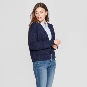 NWOT Navy Blue Textured Open Front Knit Cardigan New Layering Universal Thread